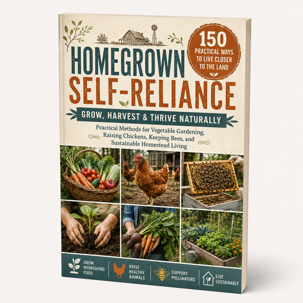 Food Self-Sufficiency: 150 Ways to Live Off Your Land - Basic Permaculture Techniques for Vegetable Gardening, Keeping Chickens, Raising Bees, Growing Food & Sustainable Homestead Living