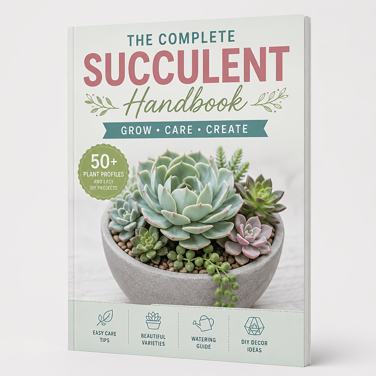 The Complete Succulent Handbook - 50+ Plant Profiles, Easy Care Tips, Watering Guide, Beautiful Varieties and Creative DIY Décor Projects for Indoor Plant Lovers and Beginners