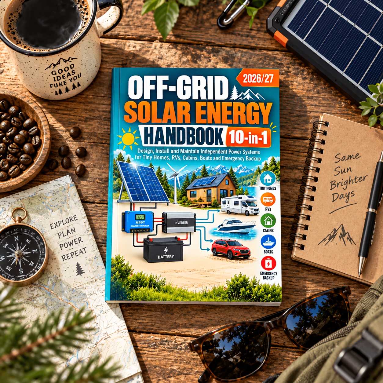 Off-Grid Solar Energy Handbook 10-In-1: a Beginner's Guide to Designing, Installing & Maintaining Solar Power Systems for Tiny Homes, RVs, Cabins, Boats, Backup Power & Sustainable Living