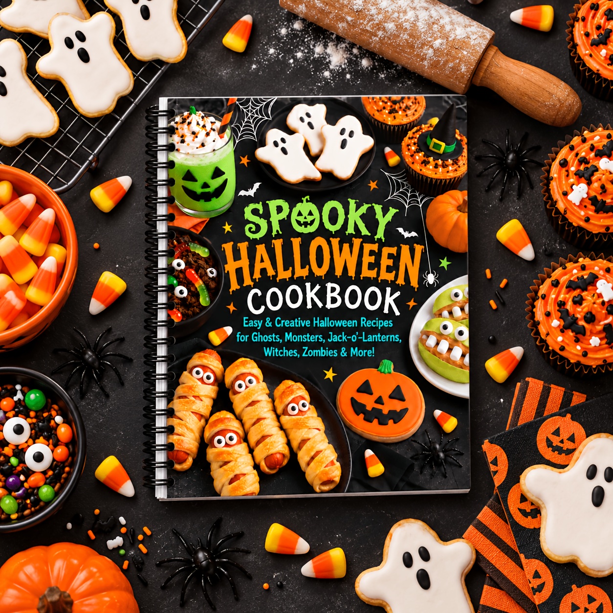 Spooky Halloween Cookbook: Easy & Creative Halloween Recipes, Fun Party Snacks, Creepy Treats, Monster Foods, Ghost Desserts, Jack-O'-Lantern Ideas & Festive Holiday Recipes